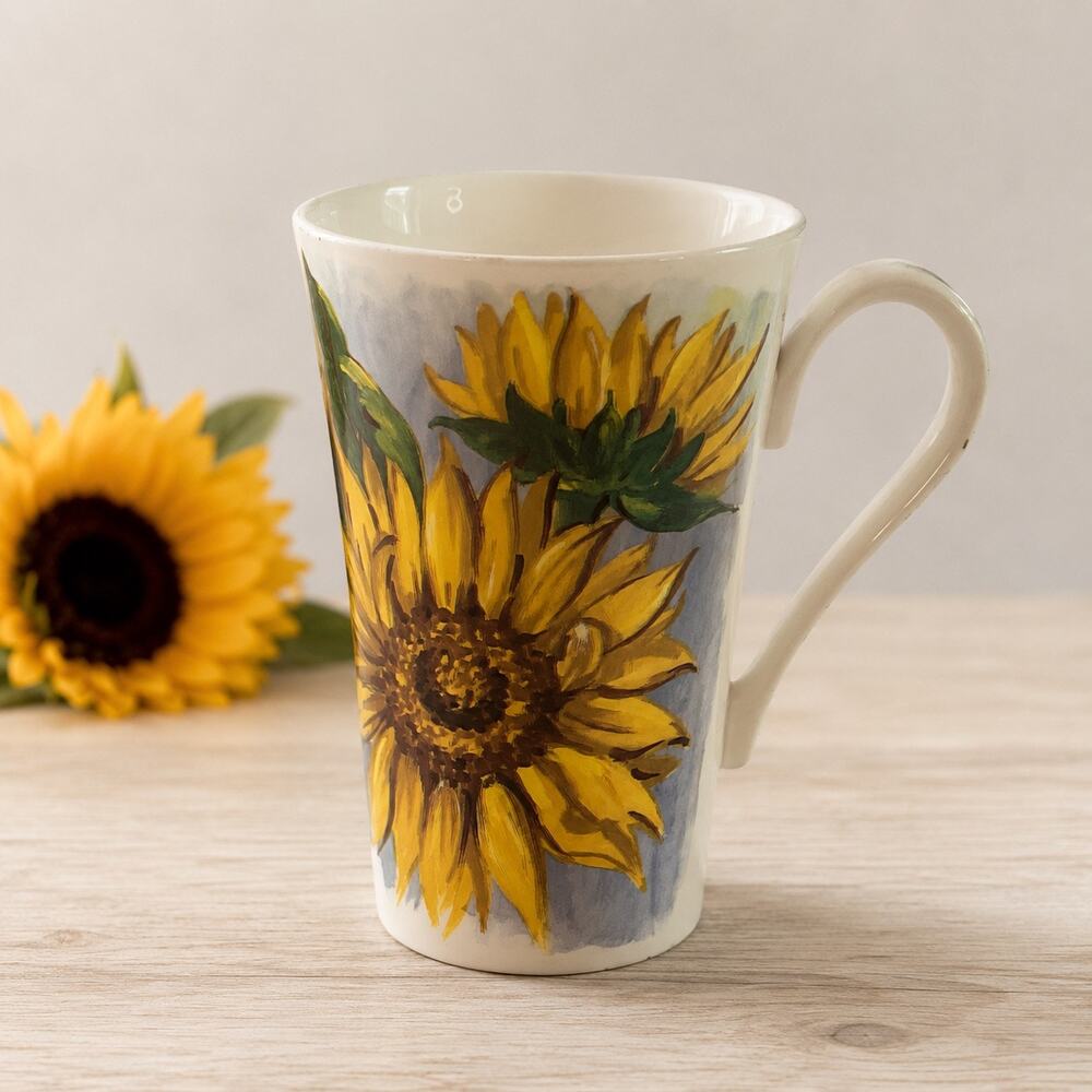 Roy Kirkham Helianthus Sunflower Tall Mug Fine Bone China England